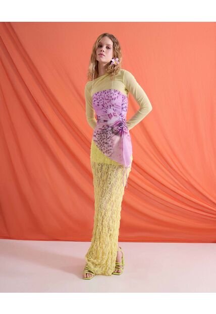 Falda  Para Mujer Largo Color Amarillo Marca Seven Seven #28148291