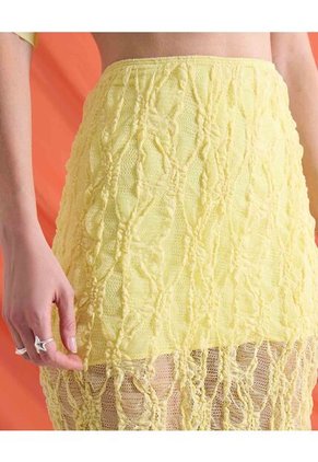 Falda  Para Mujer Largo Color Amarillo Marca Seven Seven #28148291