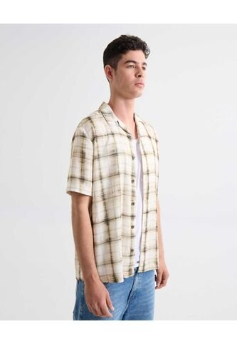 Camisa Resort A Cuadros  Para Hombre Verde Seven Seven Seven Seven