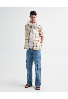 Camisa Resort A Cuadros  Para Hombre Verde Seven Seven