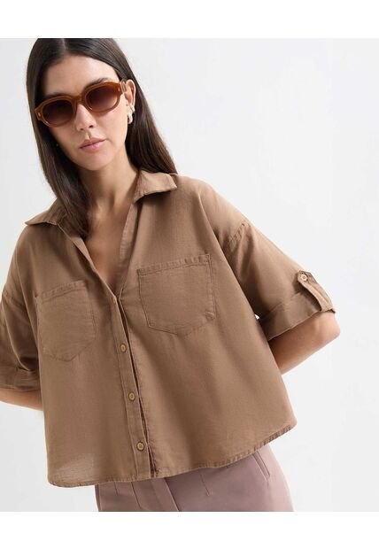 Blusa Para Mujer Manga Corta Color Taupe Marca Seven Seven #28124013