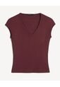 Camiseta Para Mujer Manga Corta Cuello V Color Vino Marca Seven Seven #28096585 de Seven Seven