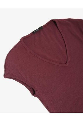 Top Rib Cuello Redondo  Para Mujer Vino Seven Seven