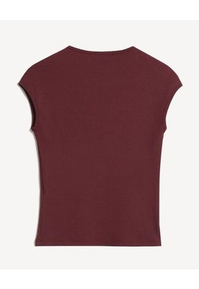 Top Rib Cuello Redondo  Para Mujer Vino Seven Seven