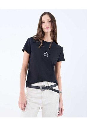 Camiseta Para Mujer Manga Corta Color Negro Marca Seven Seven #28096087