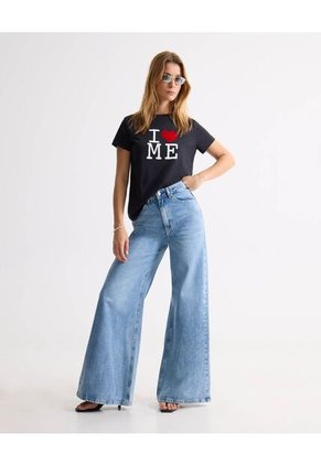 Camiseta Para Mujer Manga Corta Cuello Redondo Color Negro Marca Seven Seven #28096355