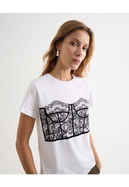 Camiseta Para Mujer Manga Corta Cuello Redondo Color Crudo Marca Seven Seven #28096359