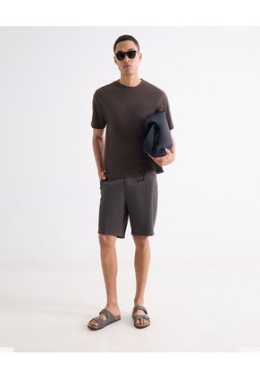Camiseta Con Relieve Frontal  Para Hombre Café Seven Seven