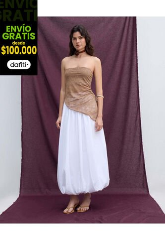 Falda  Para Mujer Largo Color Crudo Marca Seven Seven #28140986 Seven Seven