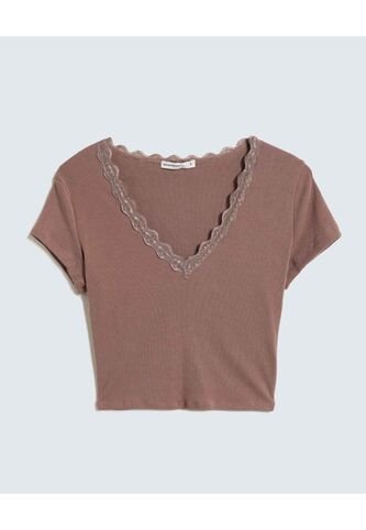 Camiseta Para Mujer Manga Corta Color Taupe Marca Seven Seven #28095888 Seven Seven