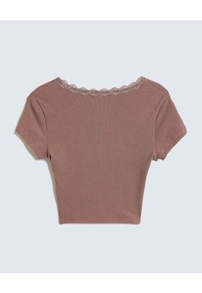 Camiseta Para Mujer Manga Corta Color Taupe Marca Seven Seven #28095888