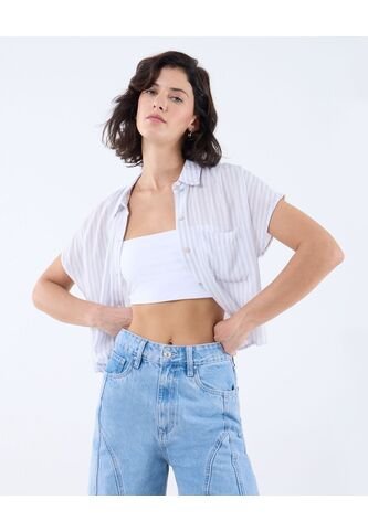 Blusa Para Mujer Manga Corta Color Marfil Marca Seven Seven #28123975 Seven Seven