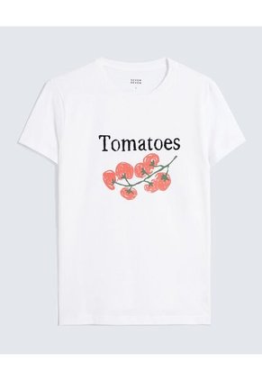 Camiseta Para Mujer Manga Corta Cuello Redondo Color Marfil Marca Seven Seven #28096354