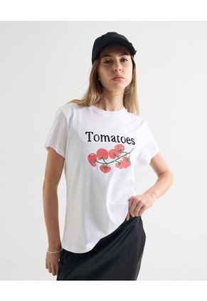 Camiseta Para Mujer Manga Corta Cuello Redondo Color Marfil Marca Seven Seven #28096354