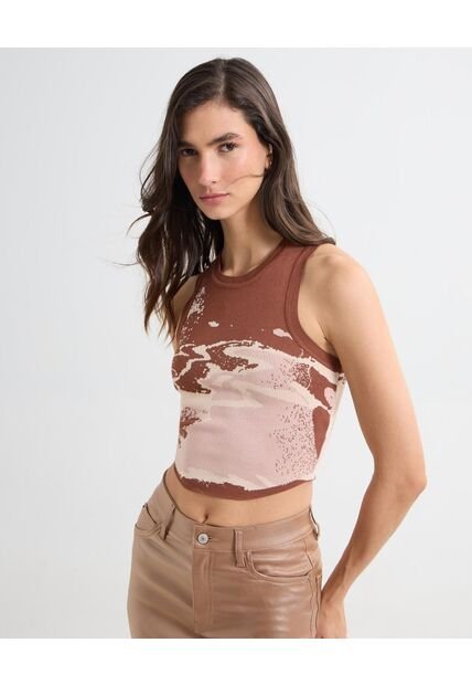 Camiseta Para Mujer Manga Sisa Color Cafe Oscuro Marca Seven Seven #28096001