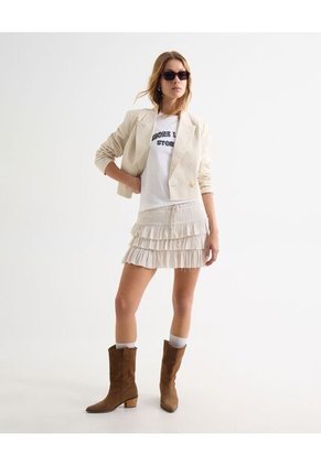 Camiseta Para Mujer Manga Corta Cuello Redondo Color Crudo Marca Seven Seven #28096356