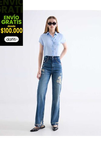 Jean  Para Mujer Straight Color Azul Marca Seven Seven #28160974 Seven Seven