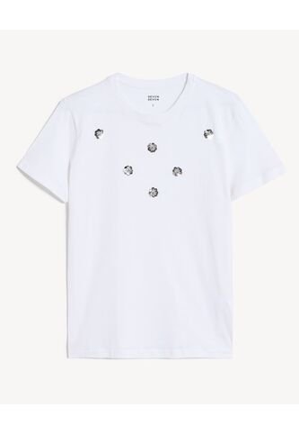 Camiseta Para Mujer Manga Corta Cuello Redondo Color Crudo Marca Seven Seven #28096360 Seven Seven