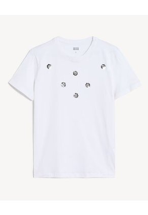 Camiseta Para Mujer Manga Corta Cuello Redondo Color Crudo Marca Seven Seven #28096360