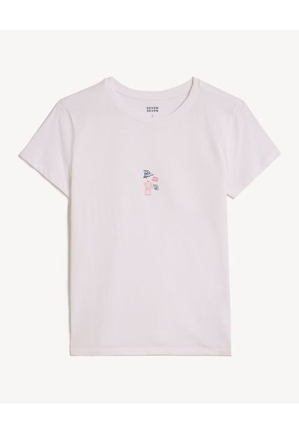 Camiseta Para Mujer Manga Corta Cuello Redondo Color Blanco Marca Seven Seven #28096376