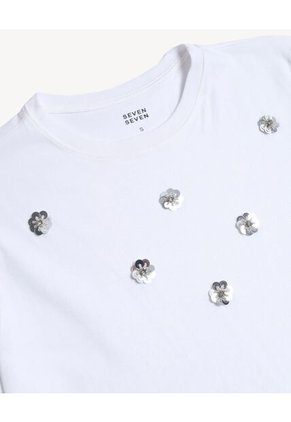 Camiseta Para Mujer Manga Corta Cuello Redondo Color Crudo Marca Seven Seven #28096360