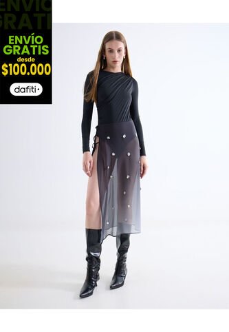 Falda  Para Mujer Medio Color Negro Marca Seven Seven #28140960 Seven Seven