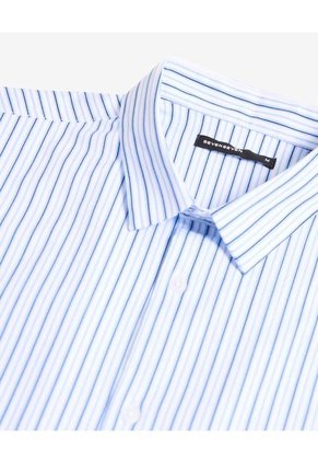 Camisa Para Hombre Manga Larga Sin Bolsillo Cuello Casual M Color Azul Marca Seven Seven #45012148