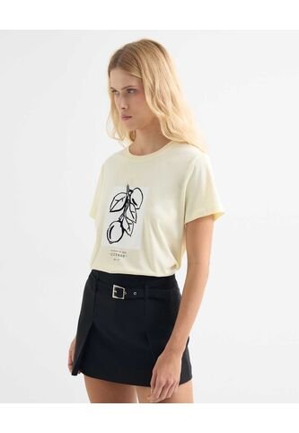 Camiseta Para Mujer Manga Corta Cuello Redondo Color Amarillo  Marca Seven Seven #28096208 Seven Seven