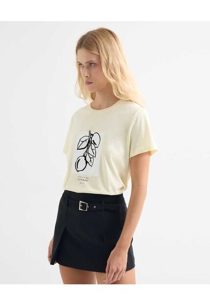 Camiseta Para Mujer Manga Corta Cuello Redondo Color Amarillo  Marca Seven Seven #28096208