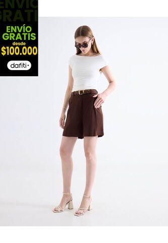 Short  Para Mujer Multiusos Plano Color Café Marca Seven Seven #28191099 Seven Seven