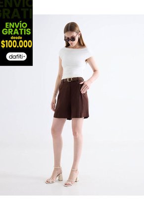 Short Para Mujer Multiusos Plano Color Café Marca Seven Seven #28191099