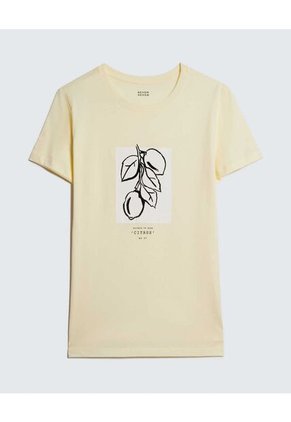 Camiseta Para Mujer Manga Corta Cuello Redondo Color Amarillo  Marca Seven Seven #28096208