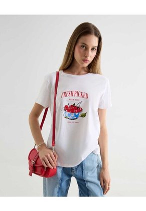 Camiseta Para Mujer Manga Corta Cuello Redondo Color Crudo Marca Seven Seven #28096364