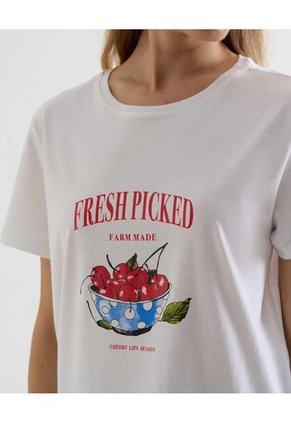 Camiseta Para Mujer Manga Corta Cuello Redondo Color Crudo Marca Seven Seven #28096364