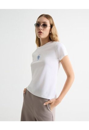 Camiseta Para Mujer Manga Corta Cuello Redondo Color Crudo Marca Seven Seven #28096370