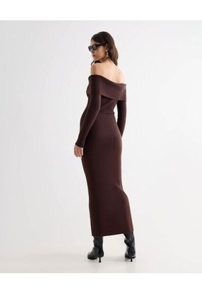 Vestido Largo Tejido Off Shoulder  Para Mujer Morado Seven Seven