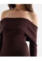 Vestido Largo Tejido Off Shoulder  Para Mujer Morado Seven Seven de Seven Seven