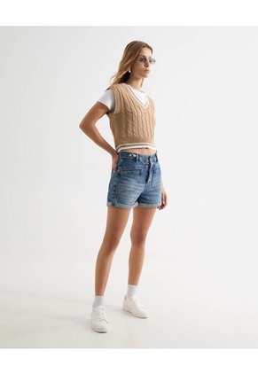 Camiseta Para Mujer Manga Corta Cuello Redondo Color Crudo Marca Seven Seven #28096371