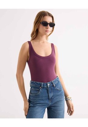 Camiseta Para Mujer Manga Sisa Moda Color Vino Marca Seven Seven #28096348