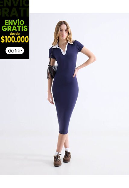 Vestido  Para Mujer M/C Medio Color Azul Marca Seven Seven #28171485