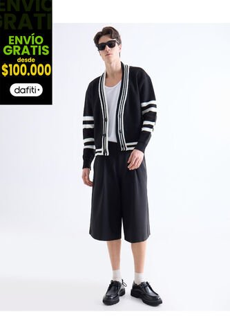 Bermuda  Para Hombre Regular Largo Color Negro Marca Seven Seven #45100752 Seven Seven