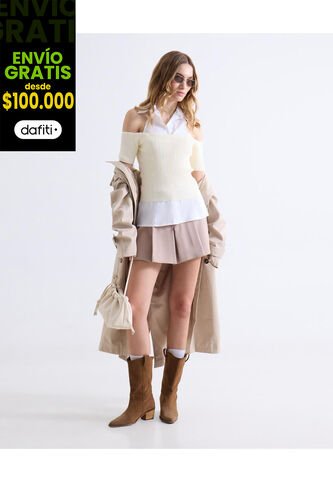 Short  Para Mujer Multiusos Plano Color Beige Marca Seven Seven #28191129 Seven Seven