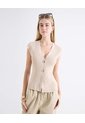 Chaleco Tejido Cuello V  Para Mujer Beige Seven Seven de Seven Seven
