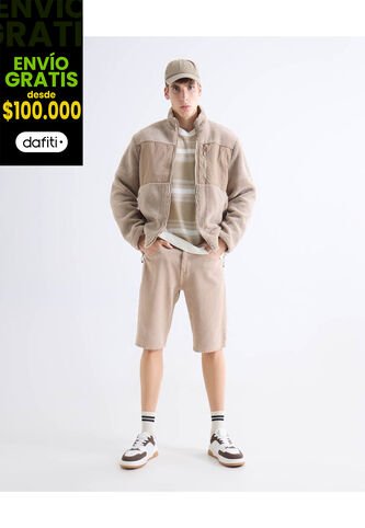 Bermuda  Para Hombre Regular Largo Color Arena Marca Seven Seven #45100761 Seven Seven