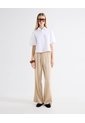 Pantalón Barrel Corte Curvo  Para Mujer Beige Seven Seven de Seven Seven