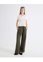 Pantalón Palazzo Pretina Fruncida  Para Mujer Verde Seven Seven de Seven Seven