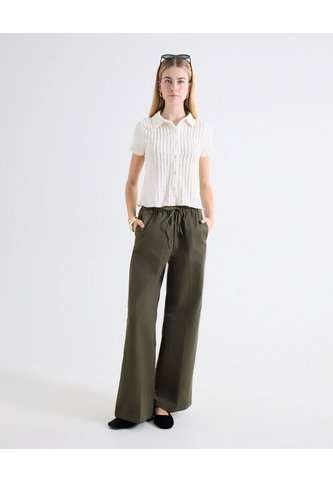 Pantalón Palazzo Pretina Fruncida  Para Mujer Verde Seven Seven Seven Seven