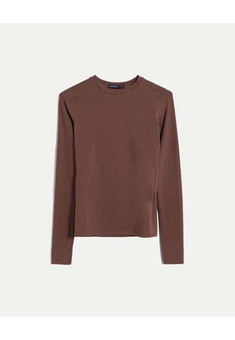 Camiseta  Para Mujer Manga Larga Cuello Redondo Color Café Marca Seven Seven #28096569 Seven Seven