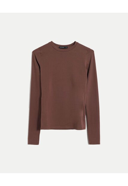 Camiseta  Para Mujer Manga Larga Cuello Redondo Color Café Marca Seven Seven #28096569