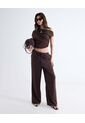 Pantalón Tiro Medio Con Cordón  Para Mujer Café Seven Seven de Seven Seven
